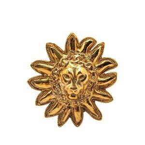 CHANEL Authentic Gold Logo Brooch